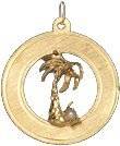Palm Tree on Open Disc, 14K Gold Charm