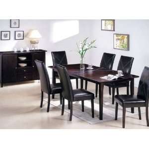  7pc Dining Table & Parson Chairs Set Dark Walnut Finish 
