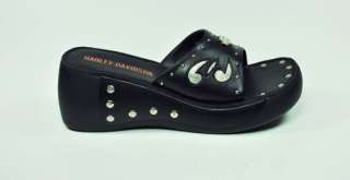HARLEY DAVIDSON Belle Black Leather Women Size SANDALS 82177  