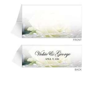  130 Personalized Place Cards   Vanilla Rose n Pearls 