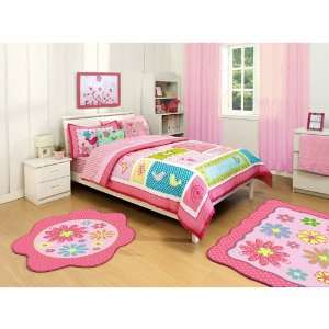   Flower Polka Dot Twin Comforter & Sheet Set (4pc Set): Home & Kitchen