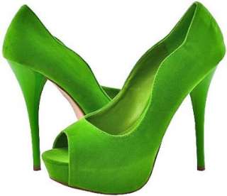  Qupid Neutral 35 Lime Velvet Women Platform Pumps Shoes