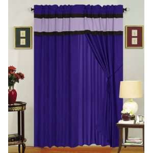  Purple Micro Suede Window Curtain Panel+Valance Set