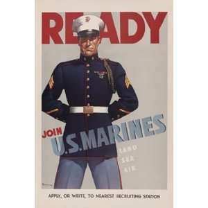 Ready     Join U.S. Marines by Sundblom 12x18  Kitchen 