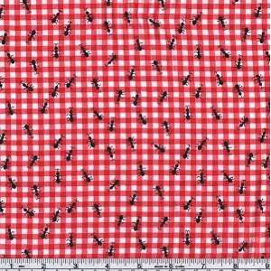  45 Wide Picnic Ants Gingham Raspberry Red Fabric By The 