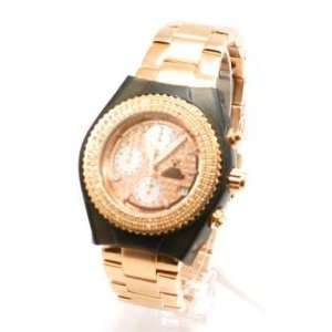   Diamond Rose Coloured Stainless Steel Bracelet Strap Watch: Watches