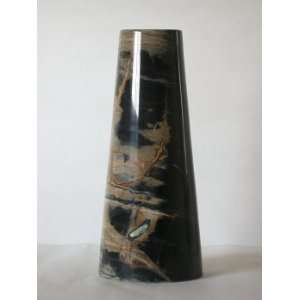   Nymph Modern Marble Vase, Black/ Brown, 14 Inch Tall