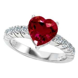   Heart Shape Ruby Engagement Ring in .925 Sterling Silver Size 6 Star