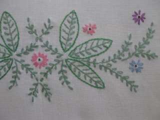  vintage antique linen or cotton embroidered embroidery table runner 