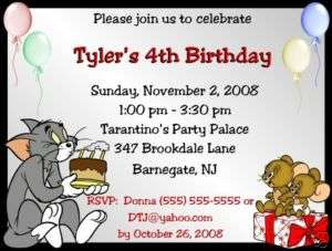 Tom & Jerry Birthday Invitations/Personalized  