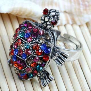 1PC Mix Color Crystal Tortoise Adjustable Ring Size 6.5  