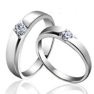 Sterling Silver Cubic Zirconia CZ His & Her Wedding Set Couples Ring 