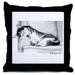  Siberian Husky on sofa Pets Throw Pillow by  