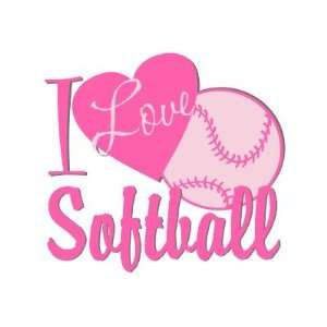  I Love Softball/ Pink Round Sticker Arts, Crafts & Sewing
