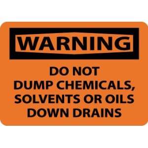 W416RB   Warning, Do Not Dump Chemicals Solvents or Oils Down Drains 