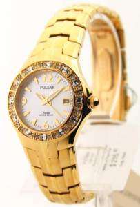 Pulsar PXT694 Womens Stainless Steel Crystal Date Watch  