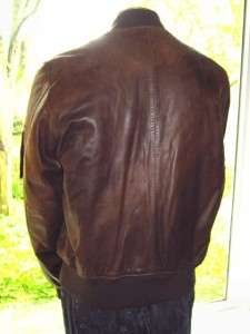 MENS POLO RALPH LAUREN BROWN BOMBER LEATHER JACKET L  