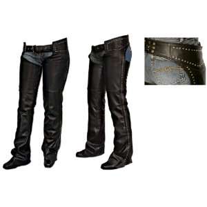   Clothing Company Ladies Chaps with Studs (Black, XX Large) Automotive