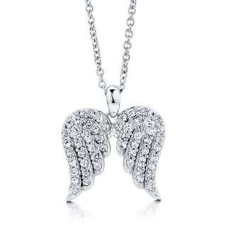 NEW STERLING SILVER 925 CZ ANGEL WINGS PENDANT NECKLACE  