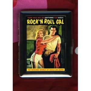  Rock N Roll Gal Vintage Pulp Novel Cover ID CIGARETTE CASE 