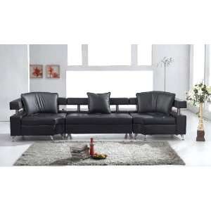  Modern Furniture Exclusive Black Leather Extended Cornered 