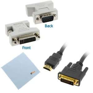 : GTMax 25FT Gold Plated HDMI  DVI Cable M/M + DVI F to VGA M Adapter 