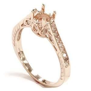  .20CT Diamond Rose Gold Engagement Ring Setting Vintage Jewelry