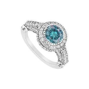   15CT Blue Diamond Engagement Pave Halo Antique Ring Heirloom 14K Gold