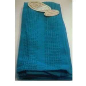  Blue Waffle Weave Cotton Kitchen Towels, Set of 3: Home & Kitchen