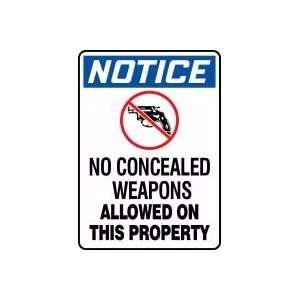 NOTICE No Concealed Weapons Allowed On This Property (w/Graphic) Sign 