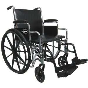   Steel Heavy Duty Wheelchair with Removable Armrests, Chrome, 20 Inches
