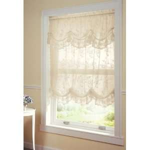  Ivory Lace Adjustable Gathered Curtain W/ Valance By 
